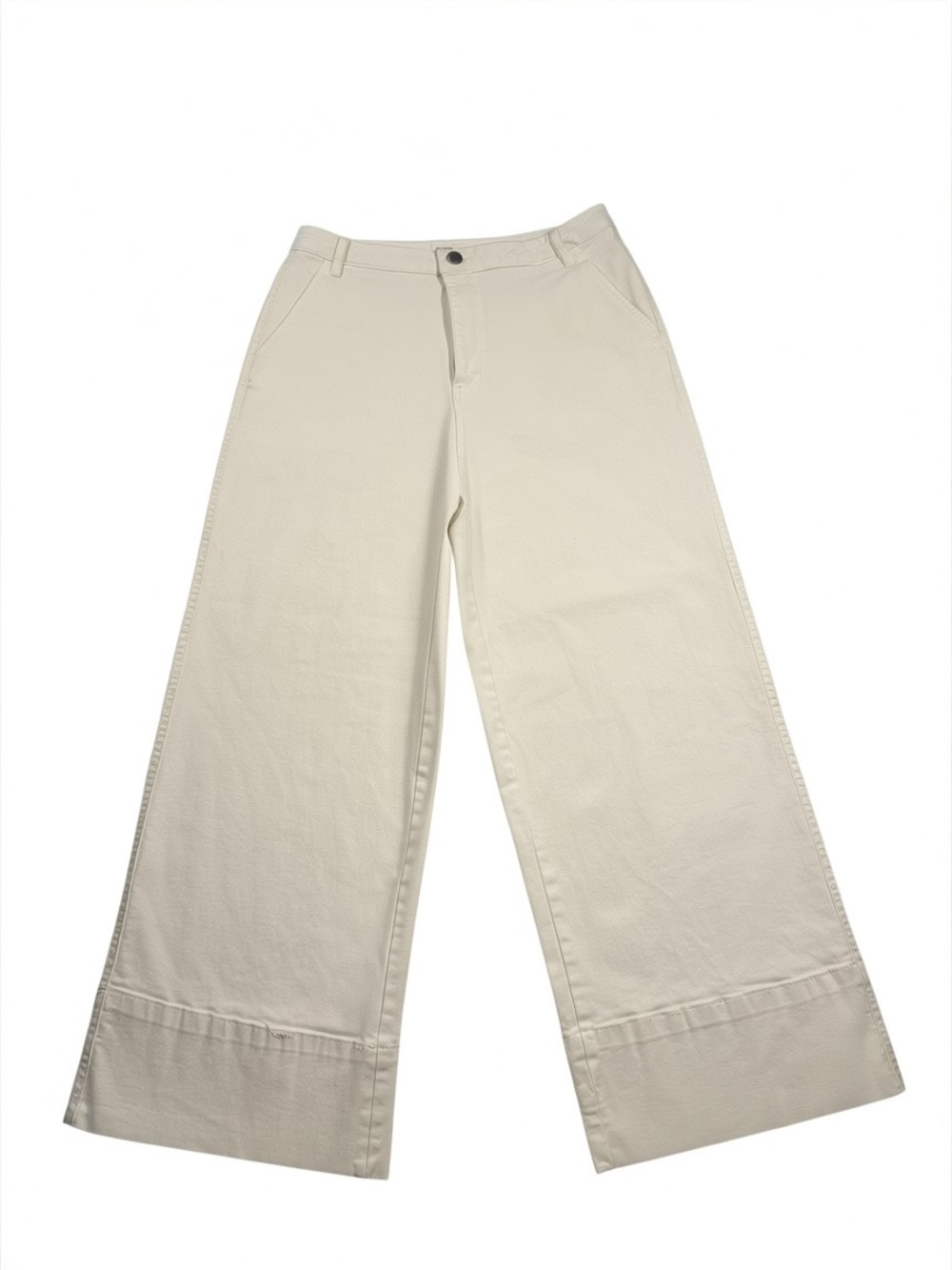 OAT New York Size 10/30 Off-White High-Rise Wide Cotton Trousers Jeans Summer